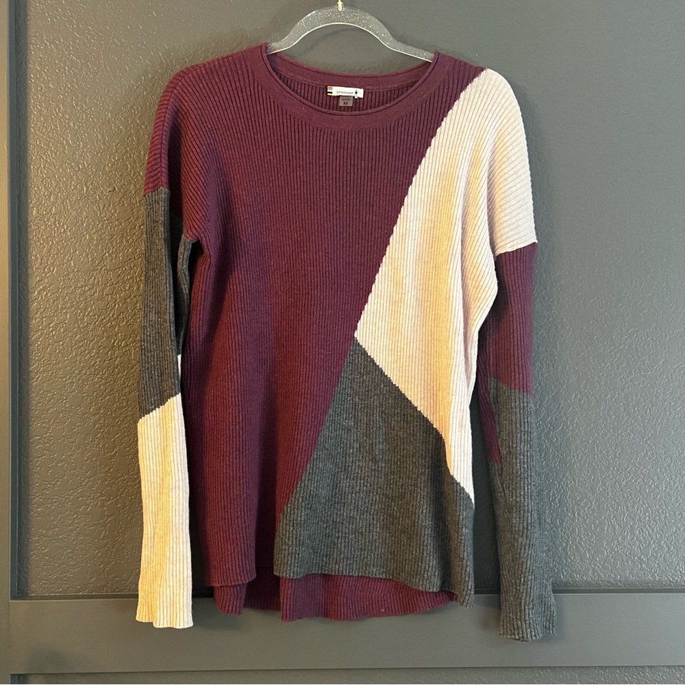 SMARTWOOL • Colorblock crew ribbed sweater - medium